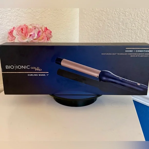 Bio Ionic Gold Pro 1" Curling Wand - Rose Gold Barrel Curling Iron Hair Health - Picture 2 of 15